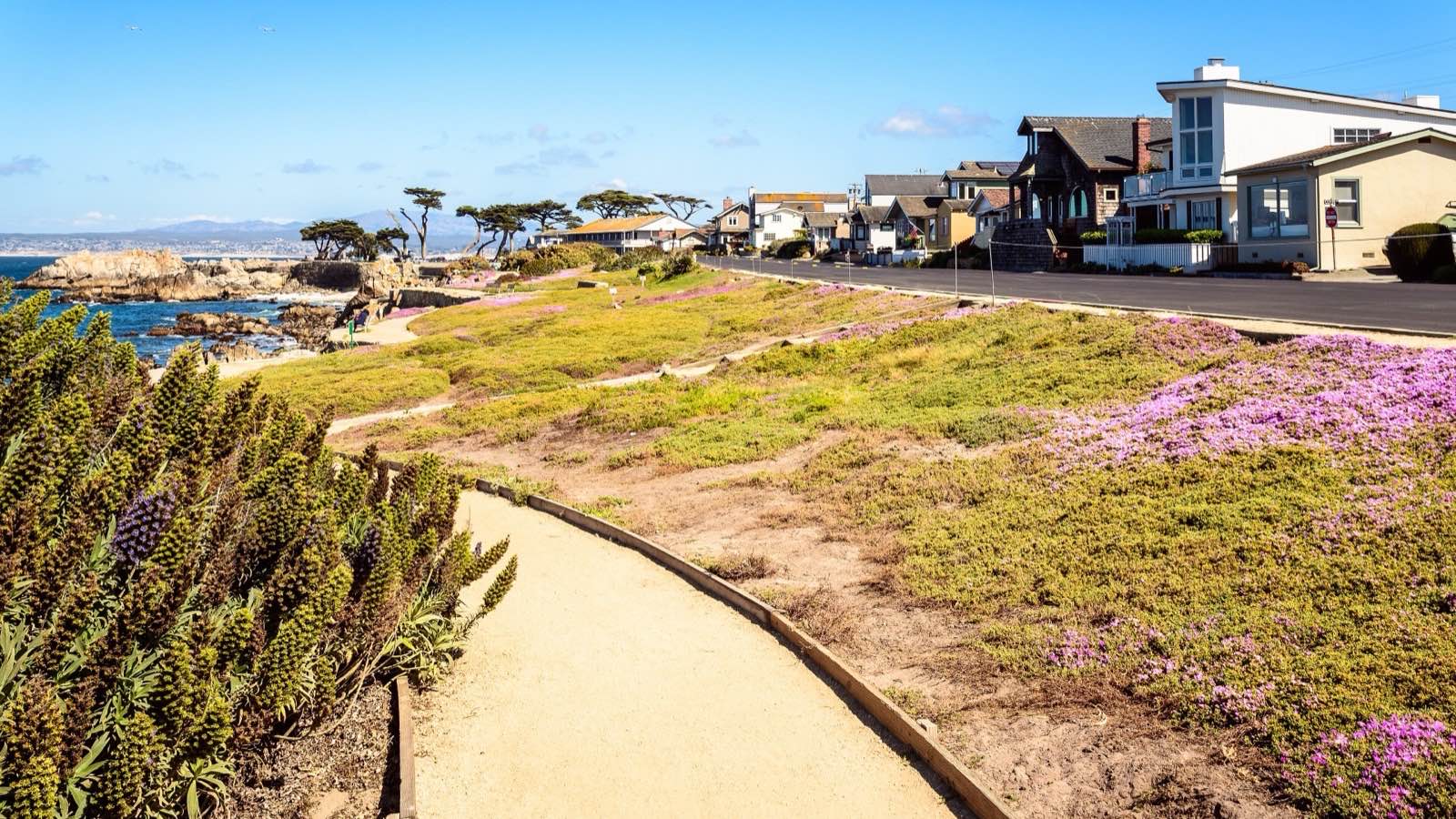 Oceanfront homes along the coastal trail in Pacific Grove on the Monterey Peninsula
