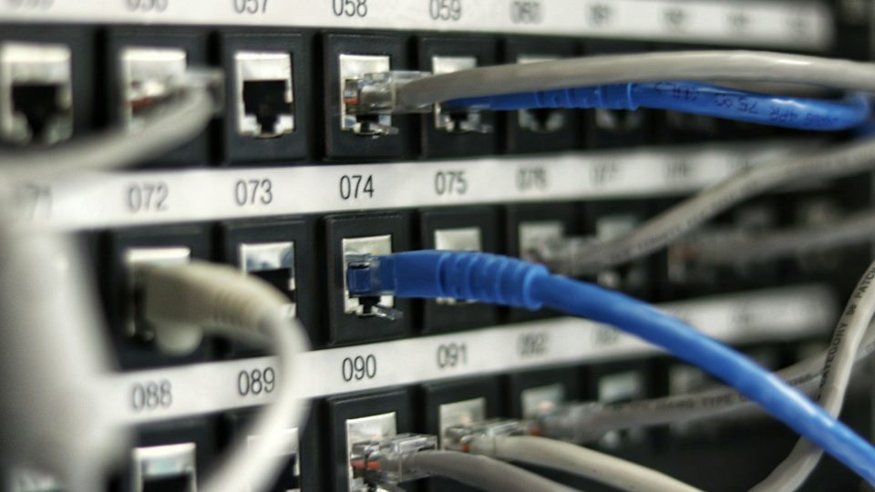 Network patch panel in a Monterey County business server closet
